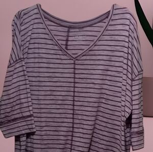 Lane Bryant Purple and White Striped Top